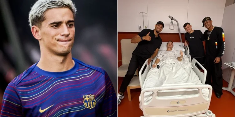 Barcelona's Gavi posts message from hospital bed after successful knee surgery